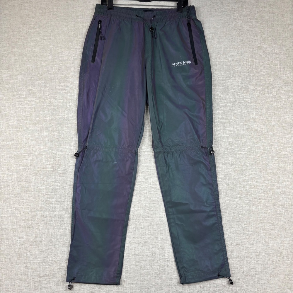 M+RC NOIR Performance Iridescent Reflective Track Pants Mens Medium Purple Green